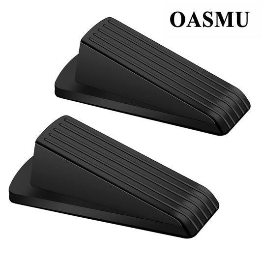 OASMU Door Stoppers for Bottom of Door, Rubber Door Stop, Door Wedge Stopper Heavy Duty, Works on Tile, Concrete, Carpet, Wooden Floor (Black)