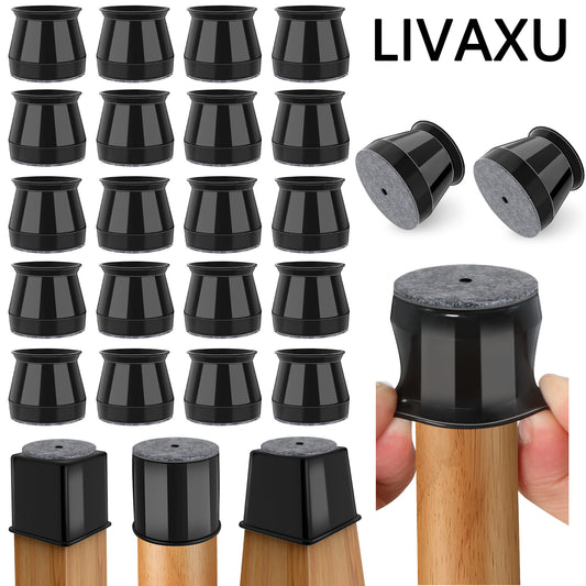 LIVAXU Furniture Leg Caps Chair Leg Floor Protectors for Hardwood Floors Silicone Covers to Protect Wood Tile Floors Felt Bottom Anti-Scratch Reduce Noise