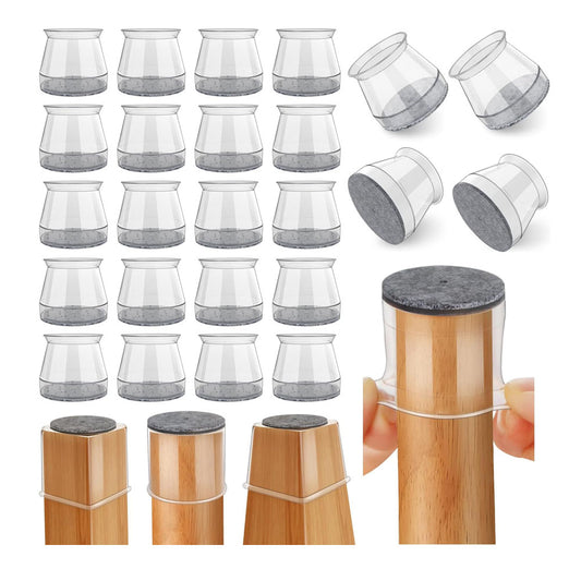 Caps Covers 24 Pcs Chair Leg Floor Protectors, Silicone Felt Furniture Leg for Hardwood Floors