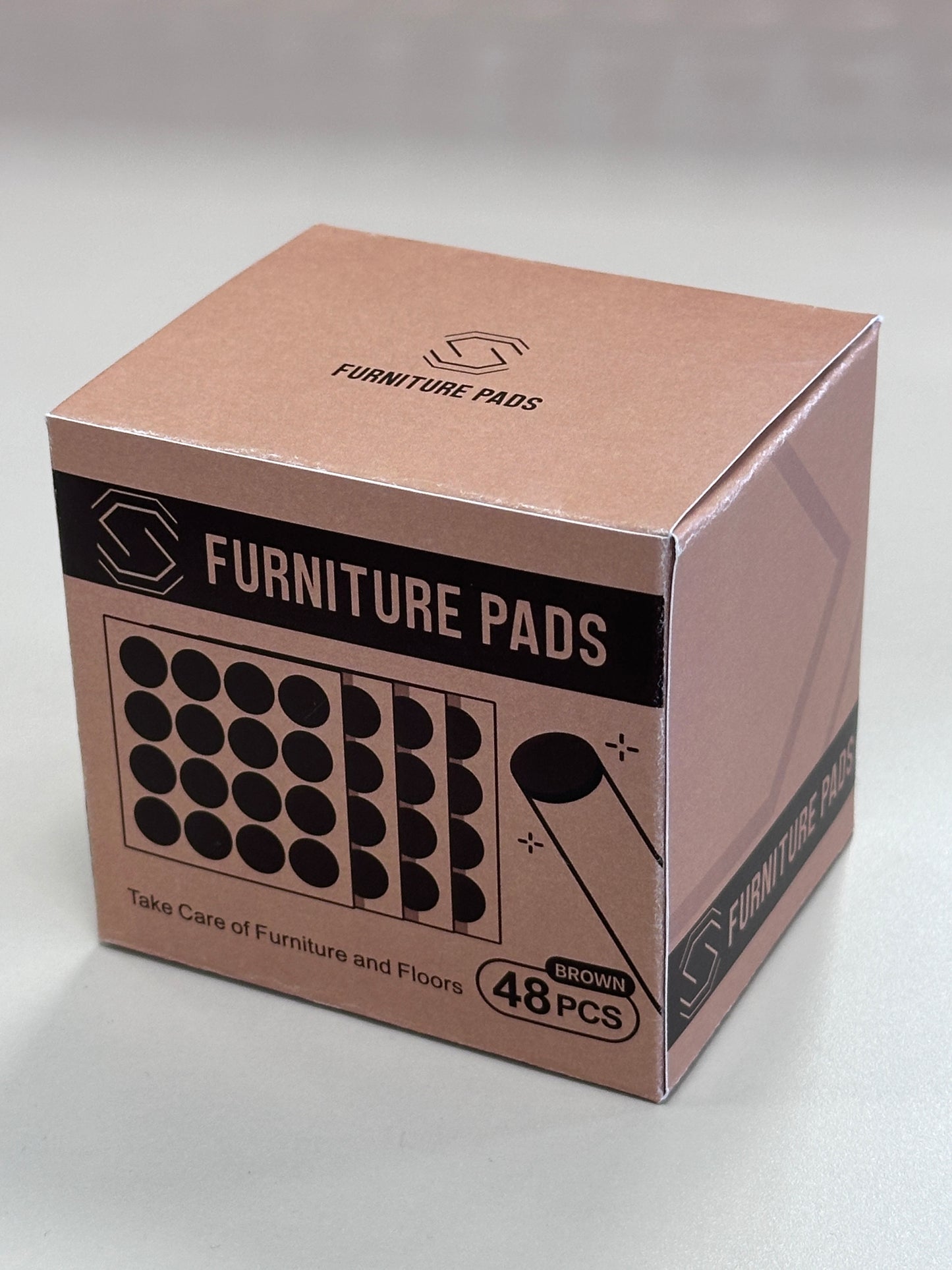 Felt Furniture Pads 48 PCS , Furniture Sliders, Chair Leg Floor Protectors for Hardwood Floors, Cabinet Bumpers, Reduce Noise and Anti Scratch(Brown)