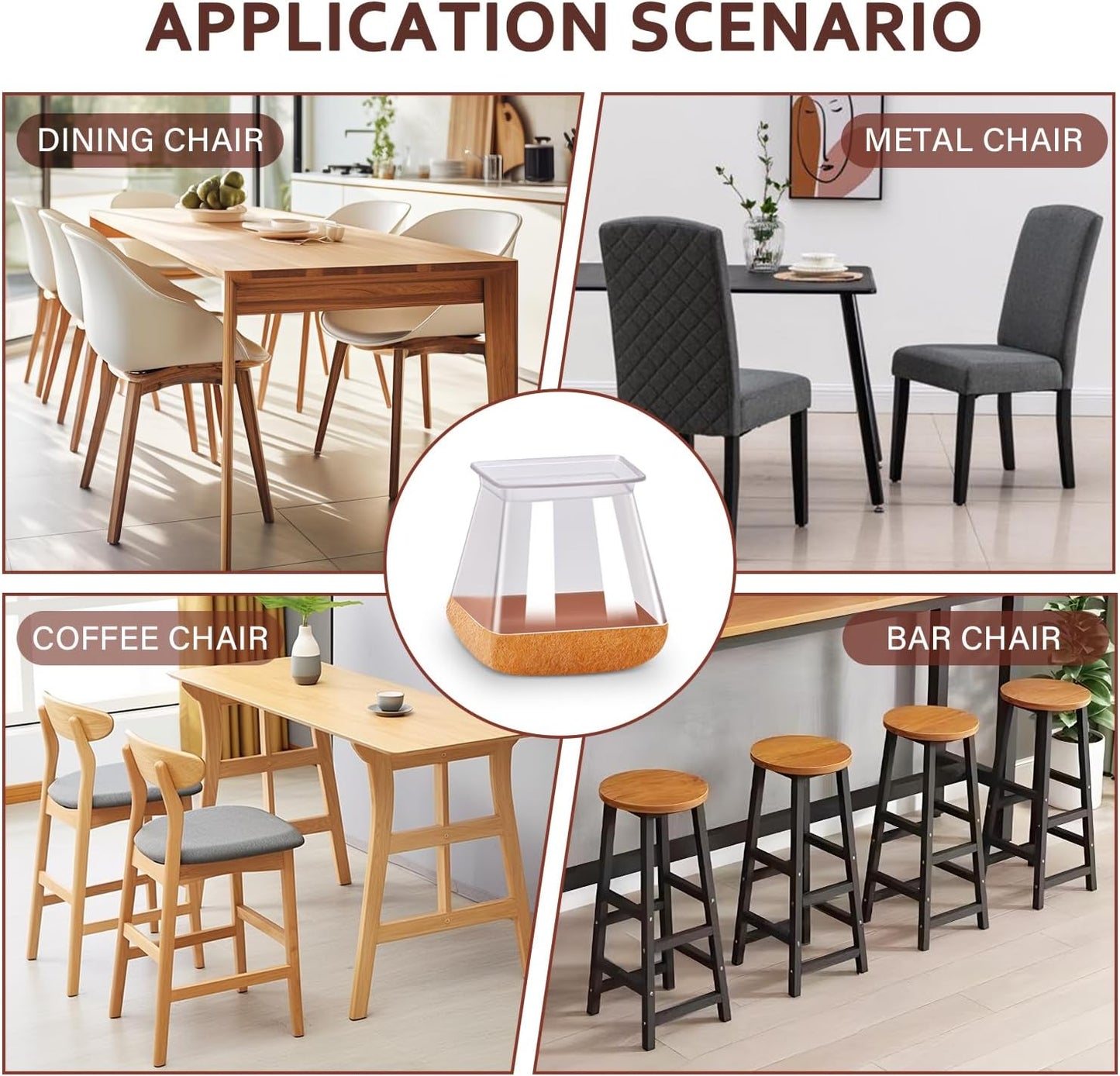 Chair Leg Floor Protectors Chair Leg Protectors for Hardwood Floors Felt Silicone Caps Strengthen Bottom Protection Non Slip Reduce Noise