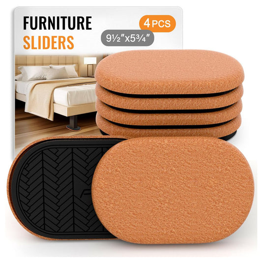 Felt Furniture Sliders for Hardwood Floors Large 9-1/2 Inch x 5-3/4 Inch Oval Reusable Furniture Slider with Extra Thick Design - Heavy-Duty Furniture Movers - Felt Sliders Effortless Moving