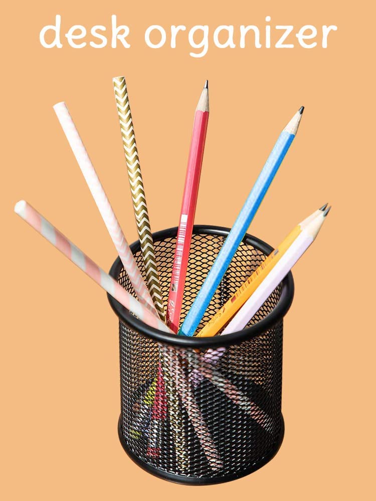 YOESSA Pen Holder Mesh Pencil Holder Metal Pencil Holder for Desk Office Pen Organizer Black