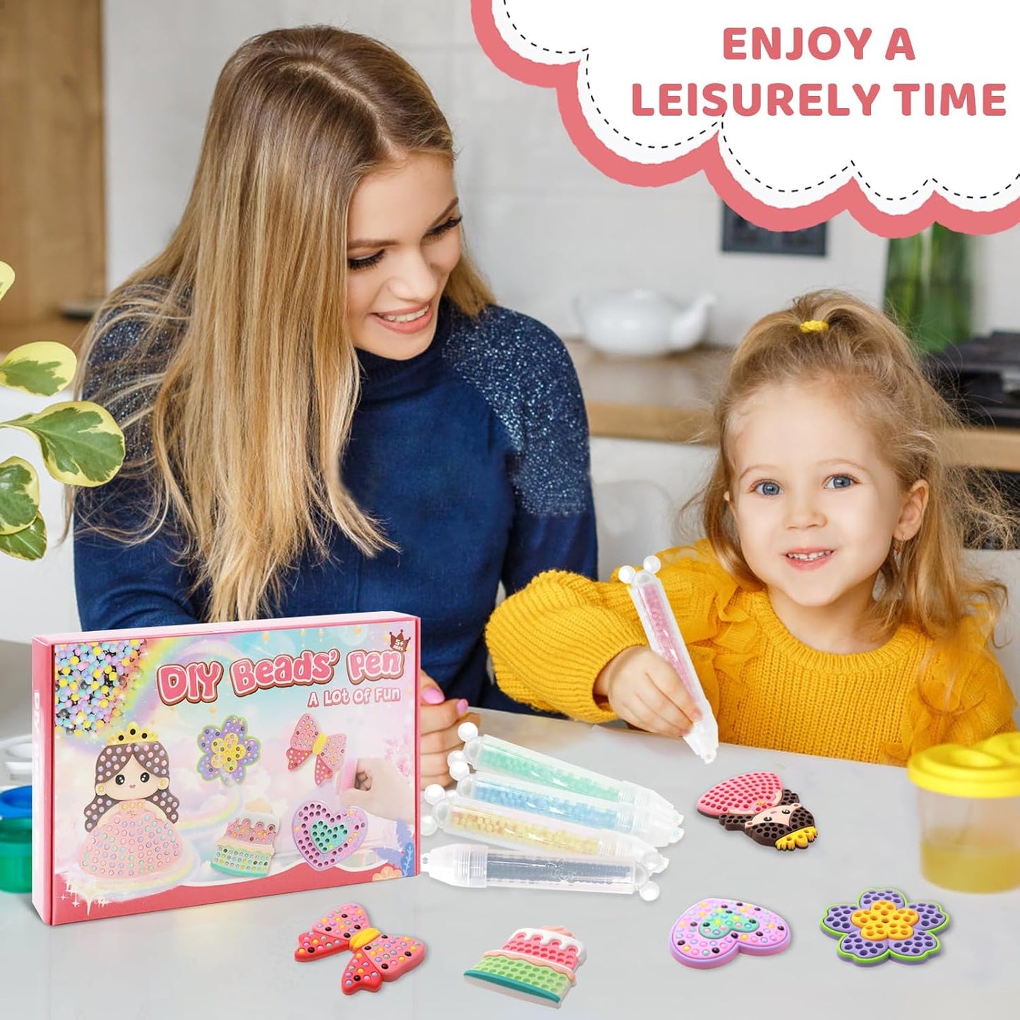 Bead Art Kits for Kids, Kids Painting Kits 5-8,Beads' Pen Arts and Crafts Kit for Ages 6-12,Bead Gem Painting Kit for Kids，Easy to DIY Mosaic Crafts Kit (Arts & Crafts)