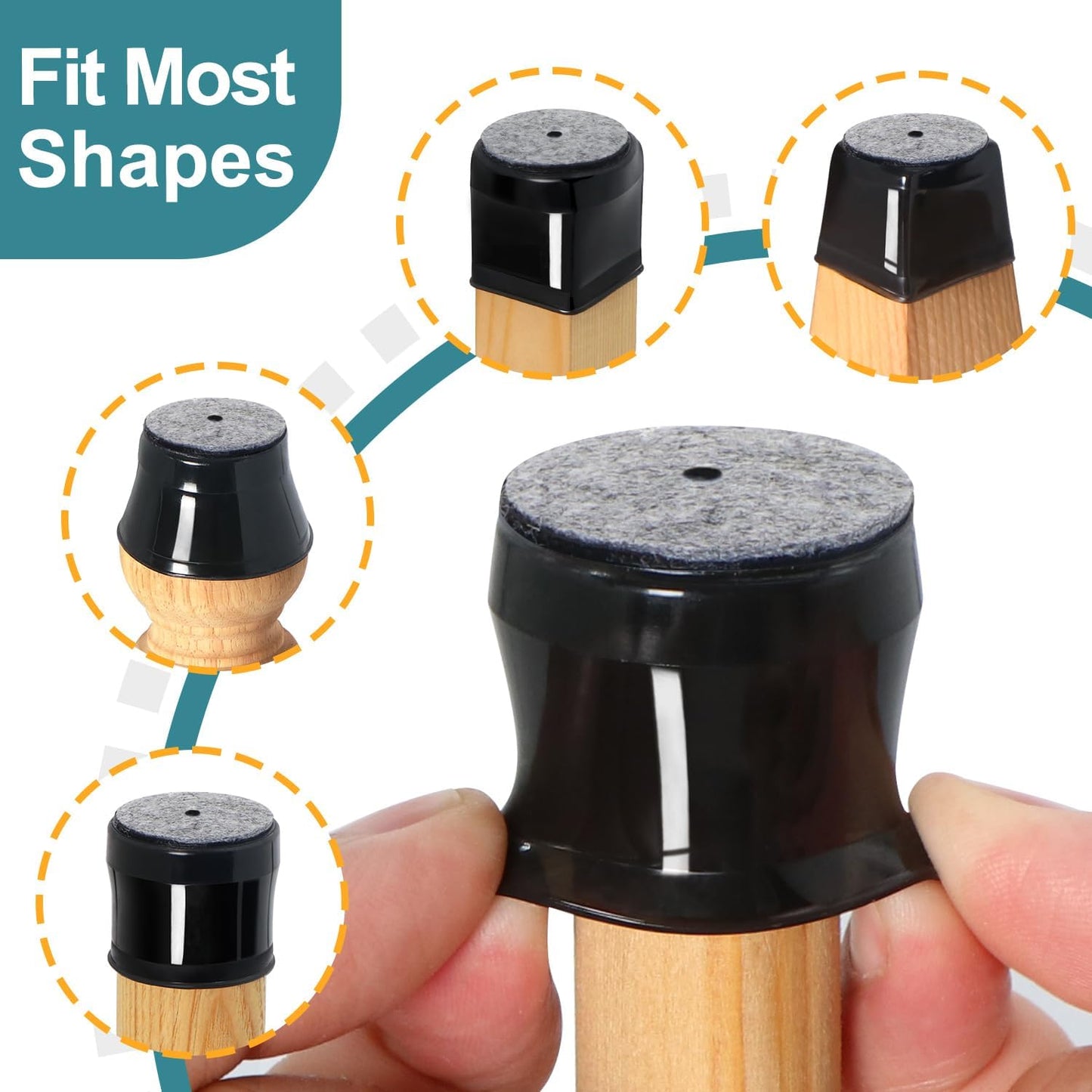 LIVAXU Furniture Leg Caps Chair Leg Floor Protectors for Hardwood Floors Silicone Covers to Protect Wood Tile Floors Felt Bottom Anti-Scratch Reduce Noise