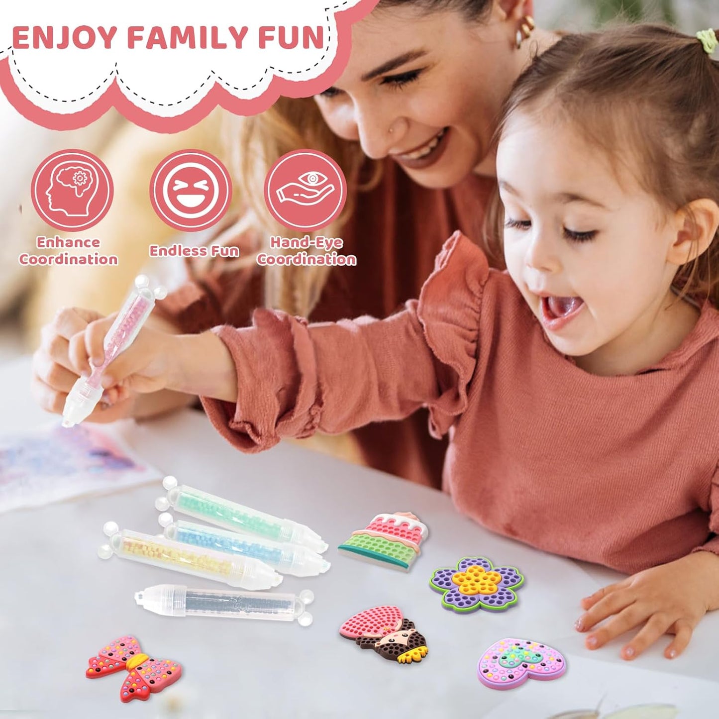 Bead Art Kits for Kids, Kids Painting Kits 5-8,Beads' Pen Arts and Crafts Kit for Ages 6-12,Bead Gem Painting Kit for Kids，Easy to DIY Mosaic Crafts Kit (Arts & Crafts)
