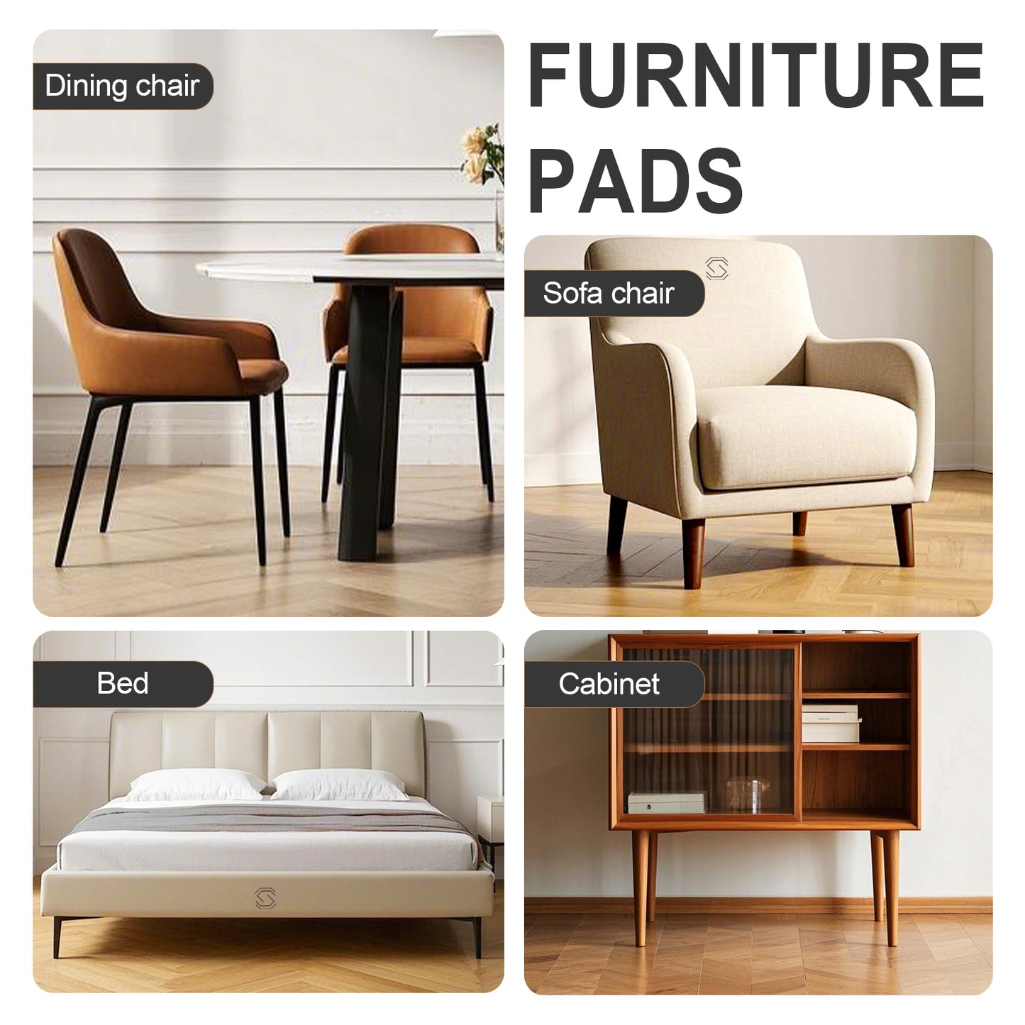 Felt Furniture Pads 48 PCS ,  Furniture Sliders, Chair Leg Floor Protectors for Hardwood Floors, Cabinet Bumpers, Reduce Noise and Anti Scratch(Brown)