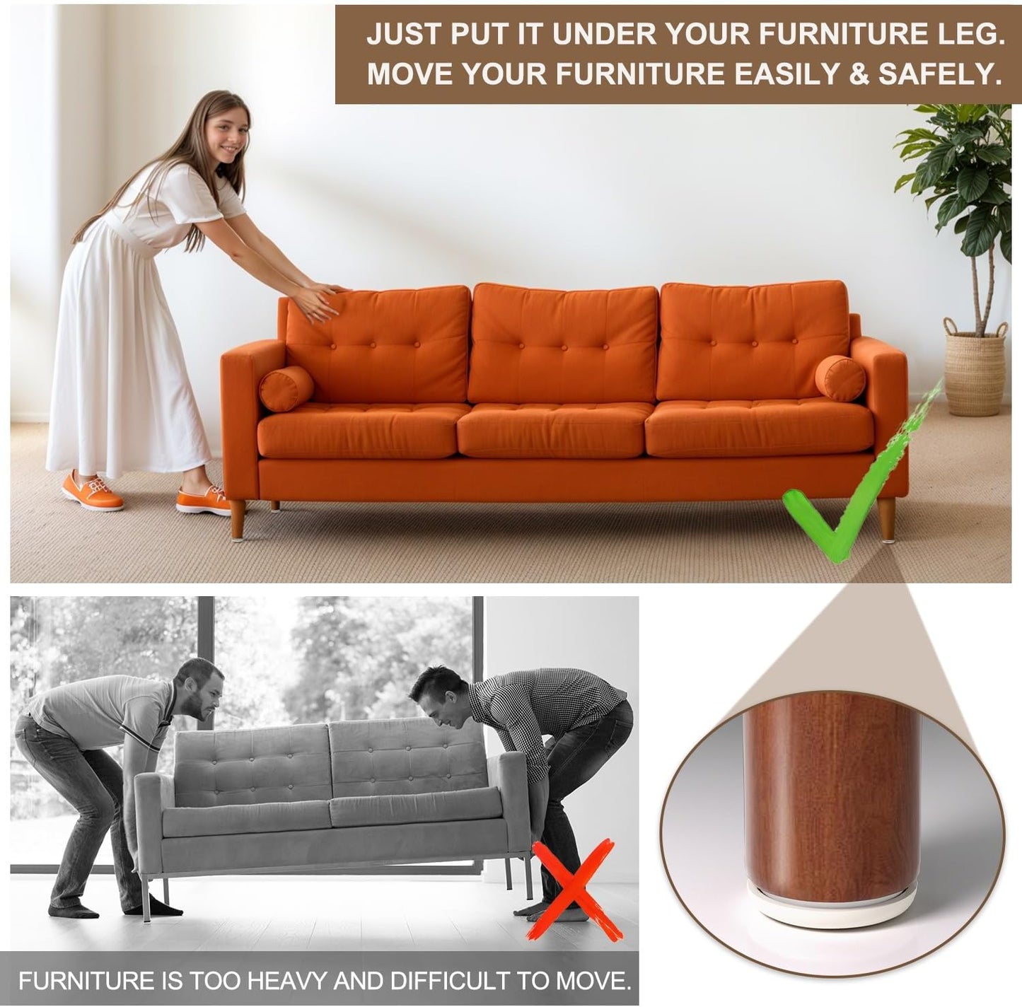 Furniture Sliders for Carpet,  Adhesive Chair Leg Sliders for Hardwood Floors, Furniture Movers Sliders for Furniture, Furniture Sliders Move Furniture Easily