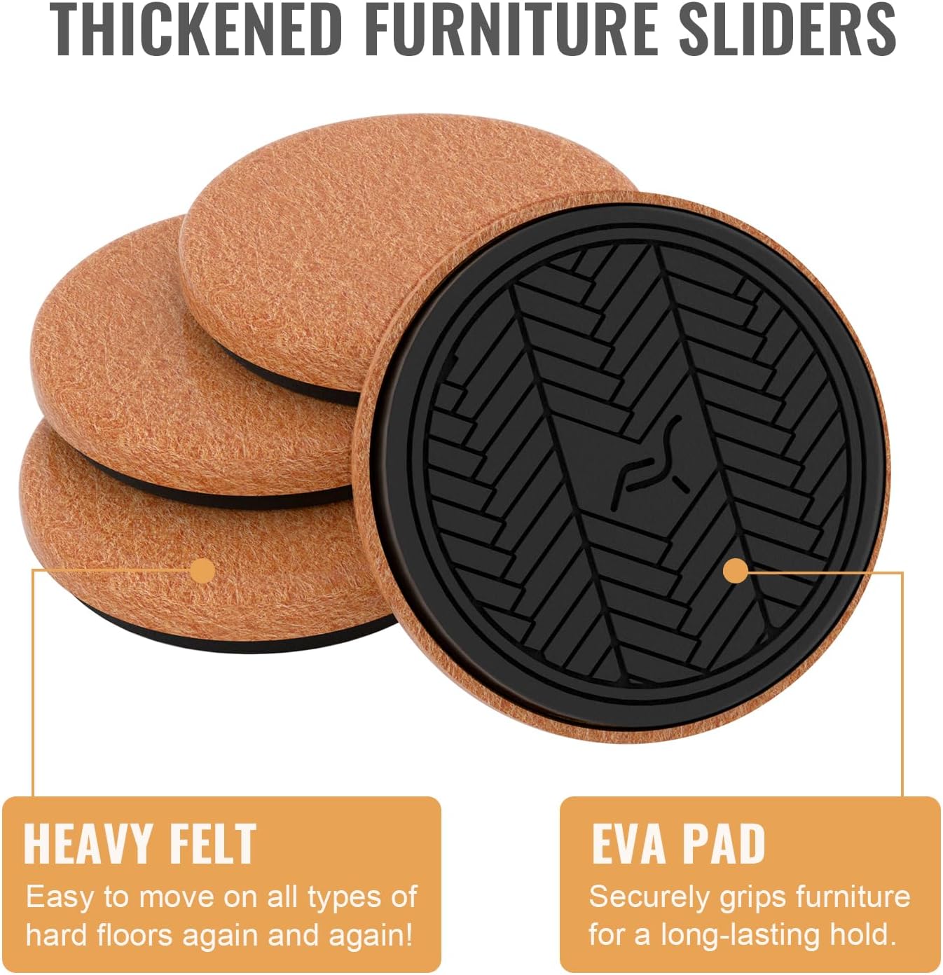 Felt Furniture Sliders for Hardwood Floors, Furniture Pads for Wood Floors, Furniture Movers for Heavy Duty Furniture, Move Furniture Easily