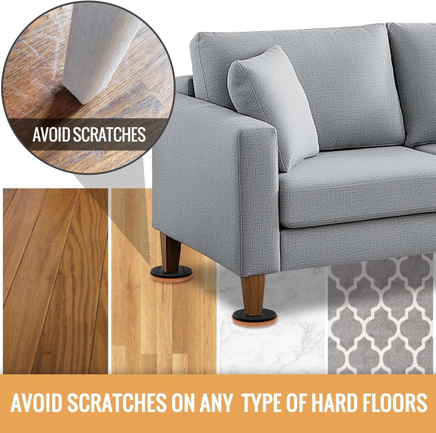 Felt Furniture Sliders for Hardwood Floors, Furniture Pads for Wood Floors, Furniture Movers for Heavy Duty Furniture, Move Furniture Easily