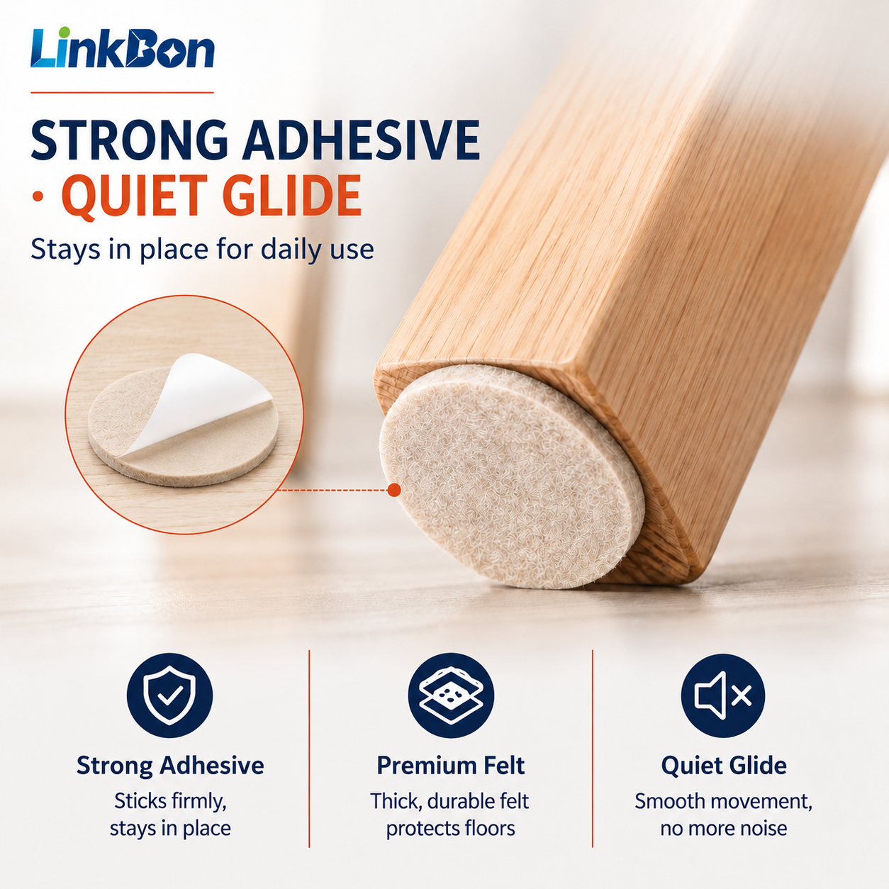 LinkBon 283 PCS Felt Furniture Pads, Self Adhesive Furniture Felt Pads for Hardwood Floors, Thick Felt Floor Protectors for Chair Legs, Table & Cabinet Feet, Anti Scratch Noise Reduction Pads, Beige