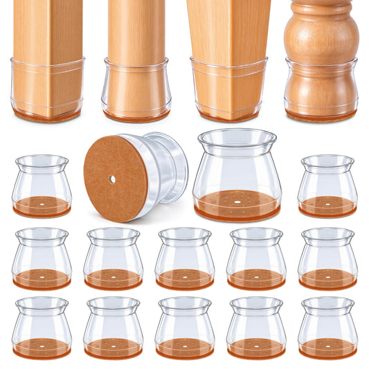 VIUME 24 Pcs Chair Leg Floor Protectors for Hardwood Floors Round Silicone Covers Felt Pads Furniture Leg Caps Anti-Scratch Reduce Noise Fit (1-5/16" to 2")