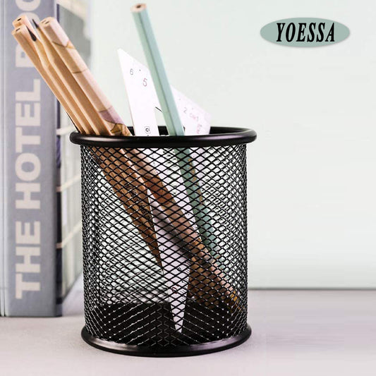 YOESSA Pen Holder Mesh Pencil Holder Metal Pencil Holder for Desk Office Pen Organizer Black